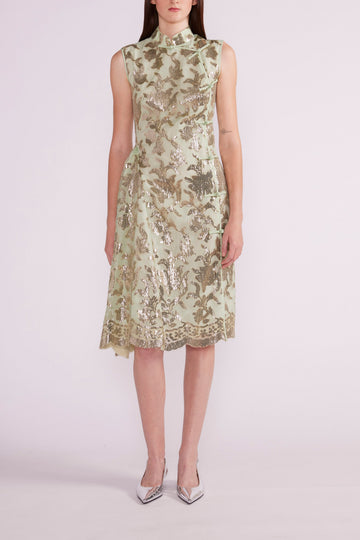 HANI DRESS GREEN/GOLD EMBELLISHED ORGANZA - PRE-ORDER