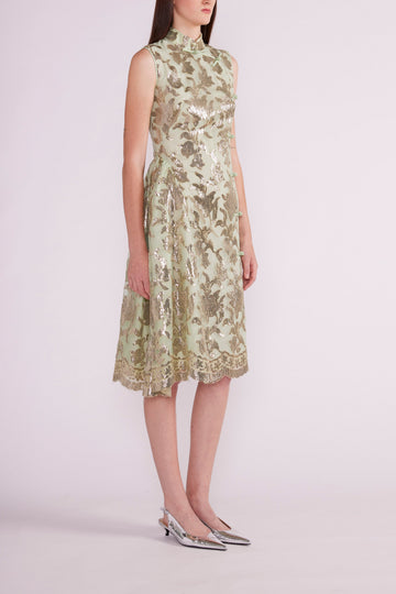 HANI DRESS GREEN/GOLD EMBELLISHED ORGANZA - PRE-ORDER