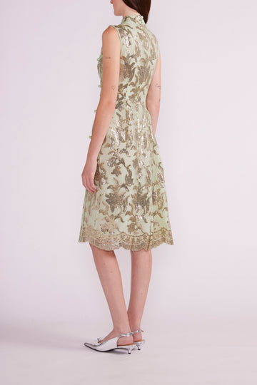 HANI DRESS GREEN/GOLD EMBELLISHED ORGANZA - PRE-ORDER
