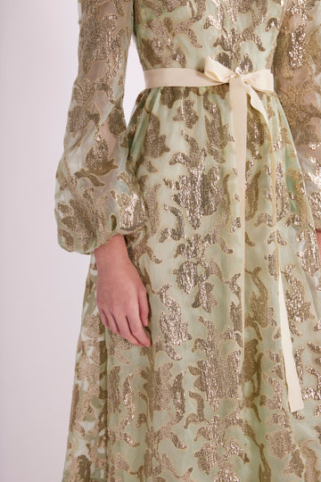 RAVINA GOWN GREEN/GOLD EMBELLISHED ORGANZA - PRE-ORDER