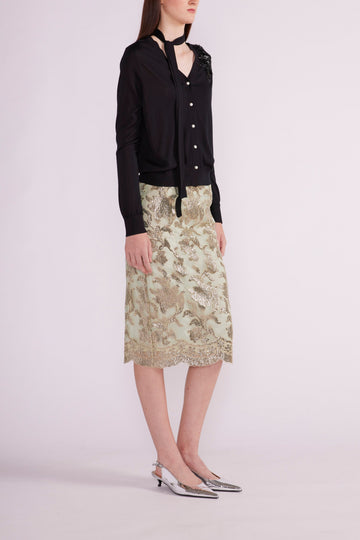 ELLIS V-NECK CARDIGAN BLACK SILK - PRE-ORDER