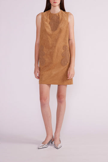 PAOLA MINI DRESS BROWN FAUX SUEDE - PRE-ORDER