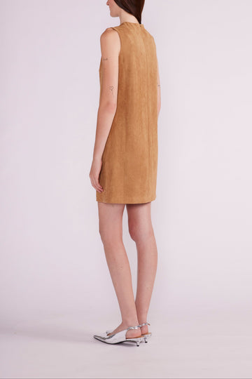 PAOLA MINI DRESS BROWN FAUX SUEDE - PRE-ORDER