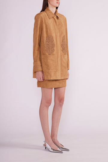 BOBBY COAT BROWN FAUX SUEDE - PRE-ORDER