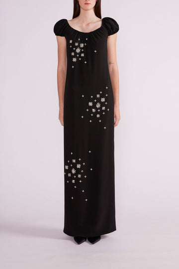BRIONY GOWN BLACK EMBROIDERED SABLE - PRE-ORDER
