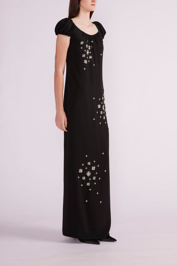 BRIONY GOWN BLACK EMBROIDERED SABLE - PRE-ORDER