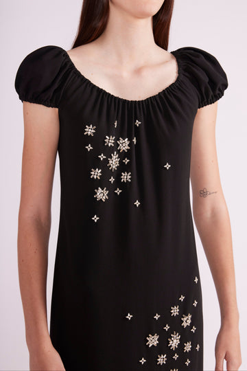 BRIONY GOWN BLACK EMBROIDERED SABLE - PRE-ORDER