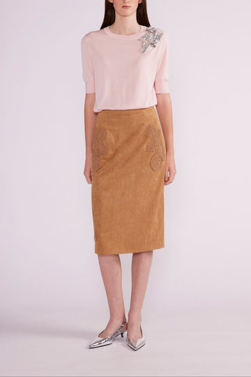 VANIA MIDI SKIRT BROWN FAUX SUEDE  - PRE-ORDER