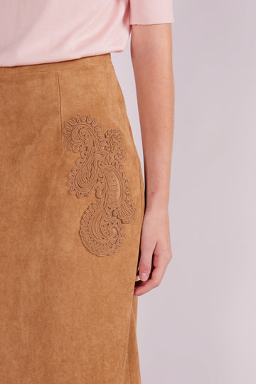 VANIA MIDI SKIRT BROWN FAUX SUEDE  - PRE-ORDER