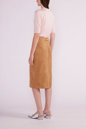 VANIA MIDI SKIRT BROWN FAUX SUEDE  - PRE-ORDER