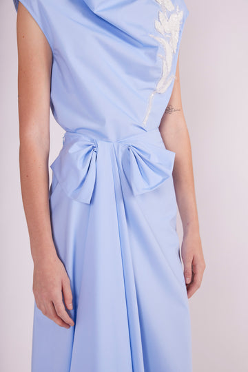 ROWENA MIDI SKIRT PALE BLUE COTTON - PRE-ORDER