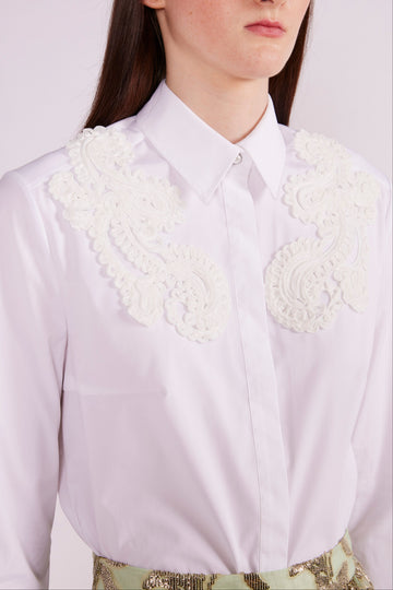 CLAUDIO SHIRT WHITE EMBROIDERED COTTON - PRE-ORDER