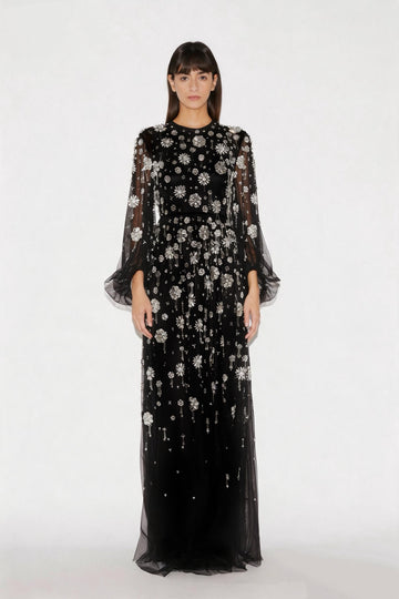 MICHELINE GOWN BLACK EMBELLISHED TULLE