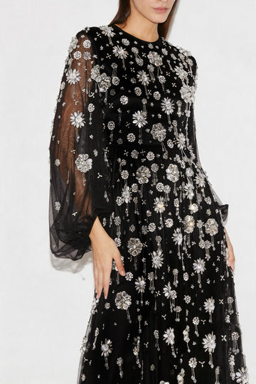 MICHELINE GOWN BLACK EMBELLISHED TULLE