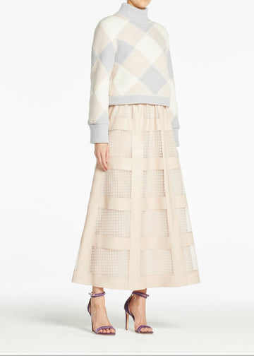 NOURA SKIRT PINK FISHNET AND PLEATHER