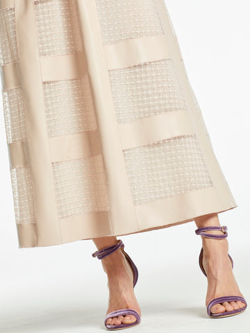 NOURA SKIRT PINK FISHNET AND PLEATHER