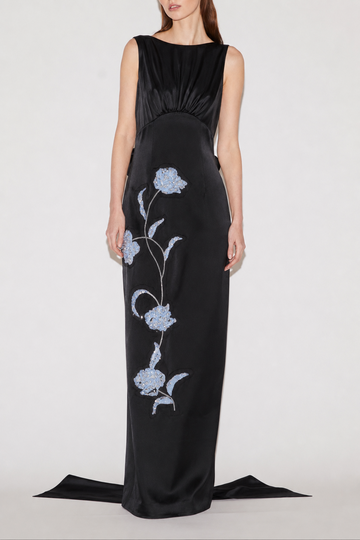 ROSA GOWN BLACK SATIN