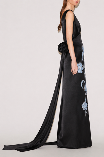 ROSA GOWN BLACK SATIN