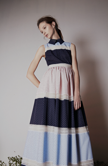 RIVET DRESS LIGHT BLUE PINK NAVY