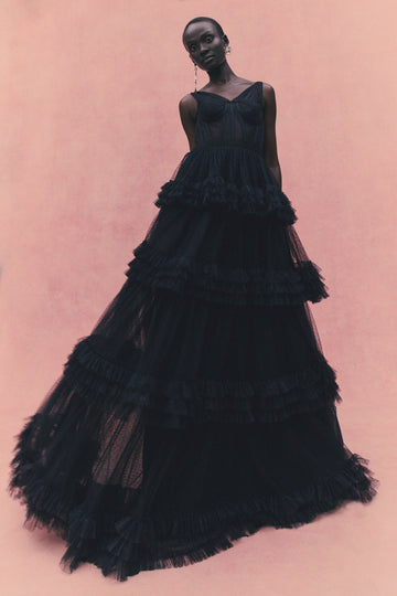CAITLIN GOWN BLACK TULLE