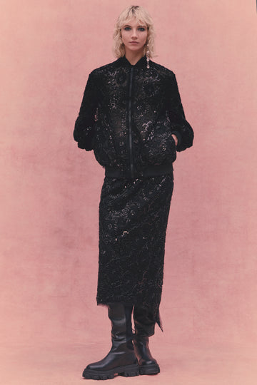 THALIA SKIRT BLACK EMBROIERED TULLE