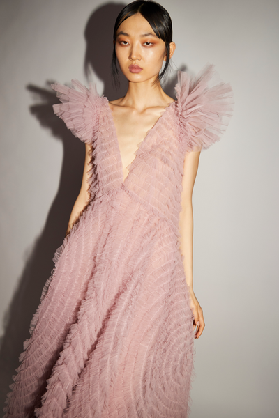 「HUISHAN ZHANG」ファイユ ロングドレス HUISHAN ZHANG ファイユ ロングドレス クリスタル付き | NET-A