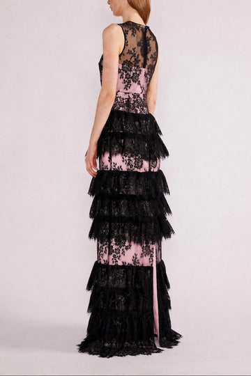 ISLA GOWN BLACK/PALE PINK LACE/DOUCHESSE