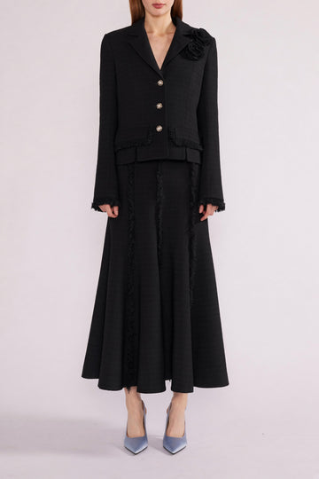 ELLEN MIDI SKIRT BLACK LIGHTWEIGHT TWEED