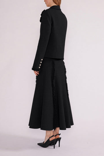 ELLEN MIDI SKIRT BLACK LIGHTWEIGHT TWEED