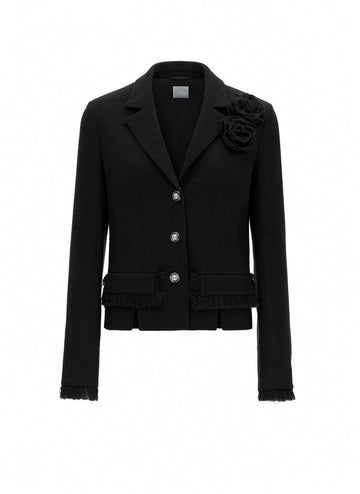ISOBEL JACKET BLACK LIGHTWEIGHT TWEED
