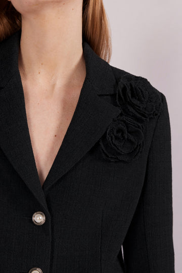 ISOBEL JACKET BLACK LIGHTWEIGHT TWEED