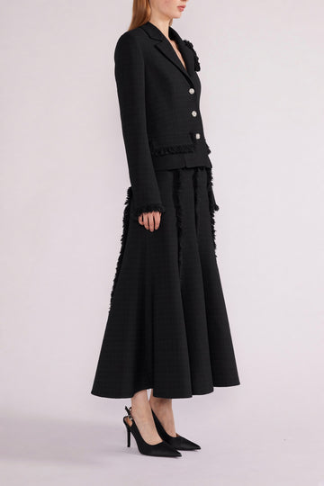 ELLEN MIDI SKIRT BLACK LIGHTWEIGHT TWEED