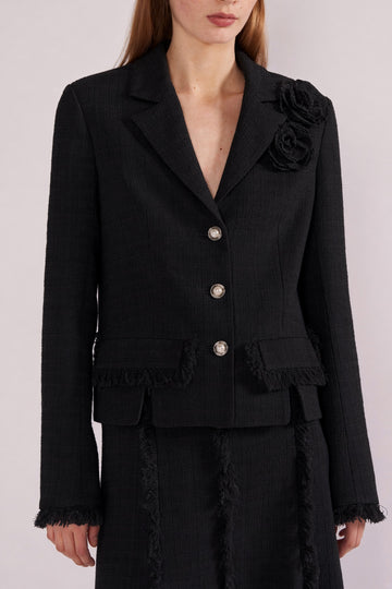 ISOBEL JACKET BLACK LIGHTWEIGHT TWEED