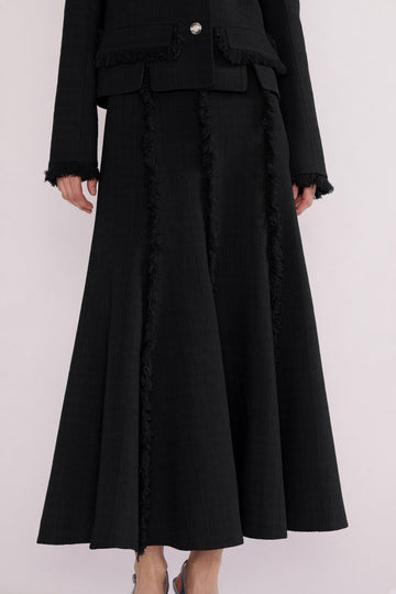ELLEN MIDI SKIRT BLACK LIGHTWEIGHT TWEED