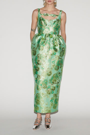SIDRA DRESS JADE JACQUARD