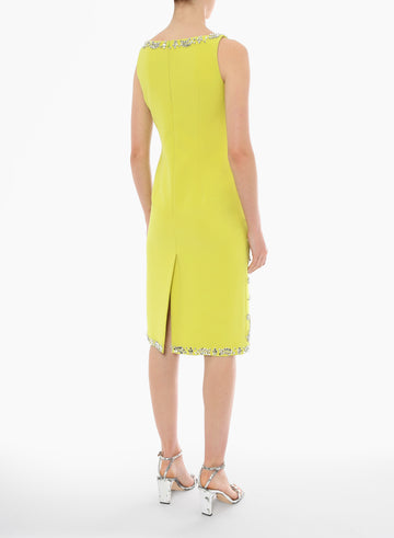 CALYPSO DRESS WILD LIME EMBELLISHED CREPE