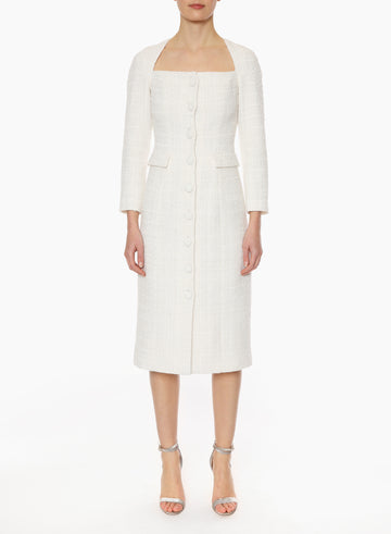 CELENA DRESS PURE WHITE TWEED
