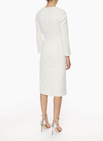 CELENA DRESS PURE WHITE TWEED
