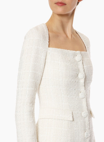 CELENA DRESS PURE WHITE TWEED
