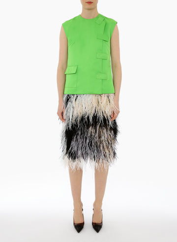 EVIE TOP BRIGHT APPLE DUCHESS SATIN