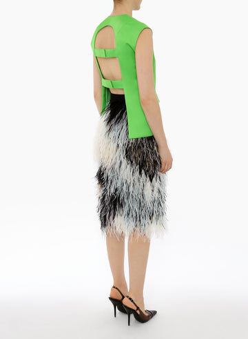 EVIE TOP BRIGHT APPLE DUCHESS SATIN