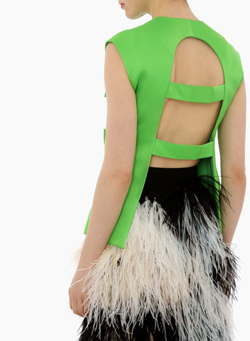 EVIE TOP BRIGHT APPLE DUCHESS SATIN