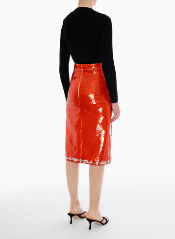 GERALDINE SKIRT ORANGE EMBELLISHED SEQUIN