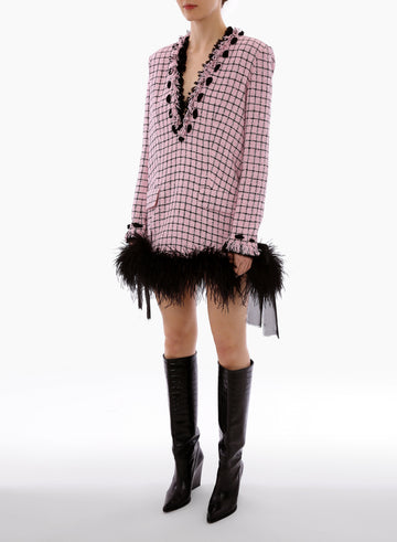 CYRIL DRESS PINK BLACK TWEED