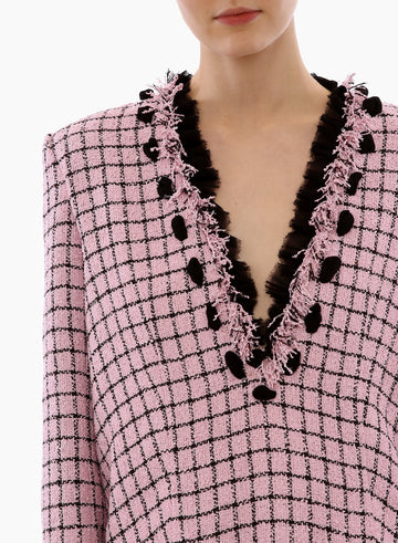 CYRIL DRESS PINK BLACK TWEED