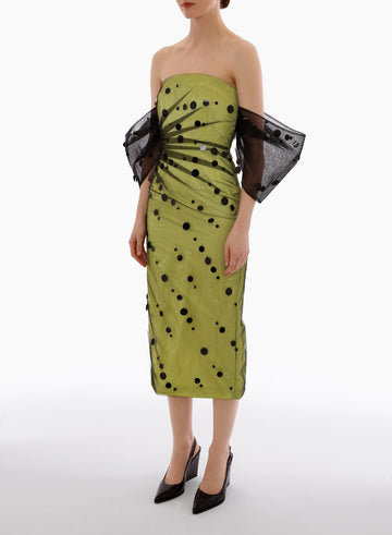 CAMELIA DRESS CITRONELLE BLACK EMBROIDERED TULLE