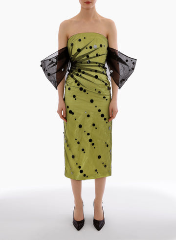 CAMELIA DRESS CITRONELLE BLACK EMBROIDERED TULLE