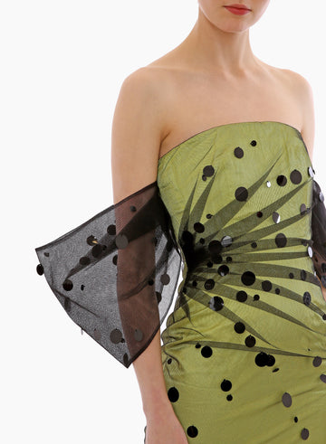 CAMELIA DRESS CITRONELLE BLACK EMBROIDERED TULLE