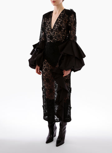 DIANE SKIRT LINED BLACK LACE