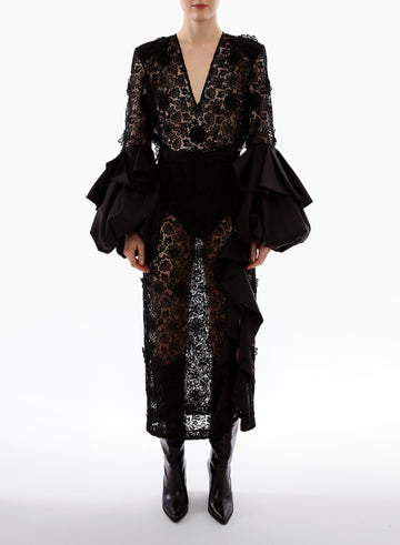 DIANE SKIRT LINED BLACK LACE